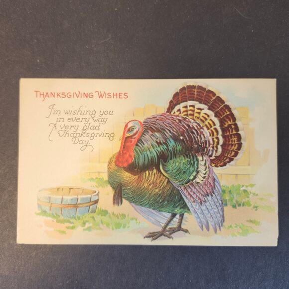 Thanksgiving Vintage Postcard Lot Of 2 Unposted Turkey Greetings USA - Picture 6 of 9